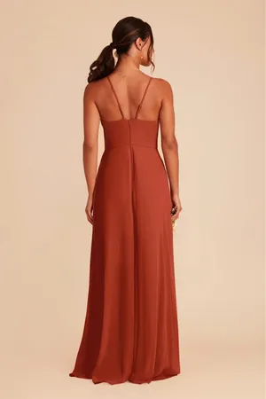 Birdy Grey Theresa Dress Chiffon Auburn Spaghetti Strap Ruffle Slit Maxi Dress thumbnail 2