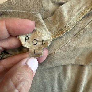 Anthropologie POL Distressed‎ V-Neck Tee Sz LG Tan Stretchy Long Lightweight thumbnail 3