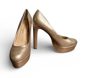 Jessica Simpson Platform Stiletto Heels Gold Metallic Women's Size‎ 8.5 thumbnail 1