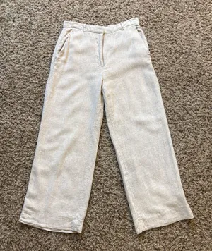 Abercrombie & Fitch High Rise Tailored Palazzo Pants in Beige Size 27/4 Short thumbnail 1