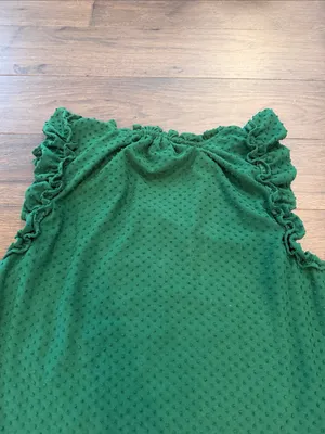 J. Crew Ruffled Dot Texture Sleeveless Top - Green Size XL - C58-026 thumbnail 8