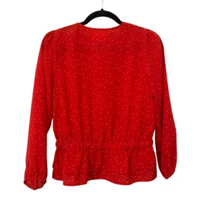 MCGUIRE Polka Dot‎ Peplum Blouse Red Small thumbnail 2