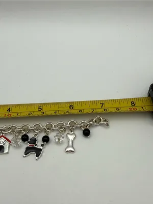 Dog Charm Bracelet Poodle Doghouse Bone Silver Tone Cute Gift thumbnail 3