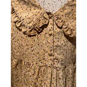 Boutique Mustard Ditsy Floral Ruffle Collar Babydoll Mini Dress M/L thumbnail 4