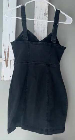 NWOT Black Denim Button Down Dress thumbnail 2