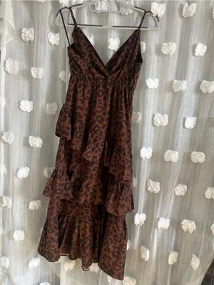 Hello Molly Brown Leopard Print Tiered Midi Dress thumbnail 2