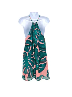 Show Me Your Mumu Byron Resortwear Palms Away Pink Green Tropical Mini Dress XS thumbnail 3