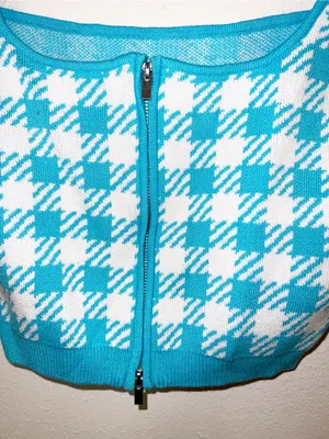 Lovers + Friends Marva Seafoam Knit Full Zip Back Crewneck Sweater Crop Tank thumbnail 6