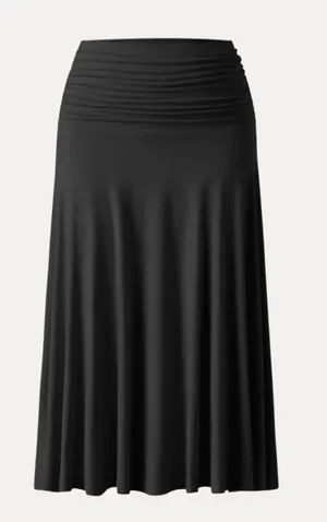 OGL Move Size XS Black Ruched High Waist Flowy A-Line Midi Maxi Skirt Stretch thumbnail 1