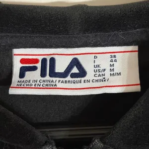 Fila Womens Black Velour Quarter Zip Hoodie Silver Logo Long Sleeve‎ Pullover M thumbnail 5