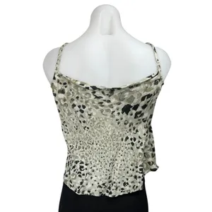 NEW Bella Dahl Green Animal Print Sleeveless Cowl Neck Cami Camisole Tank Top L thumbnail 2