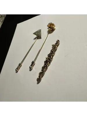 Lot Of 3 Gold Tone Brooch / Lapel Stick Pins 1 Signed Sarah (Sarah Coventry) thumbnail 6