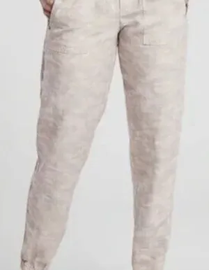 Athleta Cabo Tide‎ Linen Jogger Neutral Beige Tan Camo Print Pants - Size 6. thumbnail 1