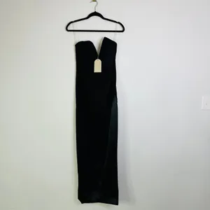 NEW Meshki NATASHA Pointed Corset Maxi Dress Size Large Black Slit Cocktail Gown thumbnail 2