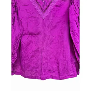 Farm Rio x Anthropologie Kelsie Peasant Blouse Magenta Purple Women's‎ Size XS thumbnail 5