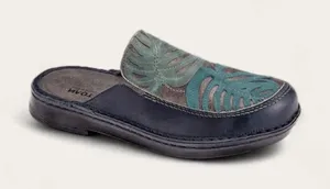 Naot Zafra Monstera Leaf Leather Mules 41~10 Blue Green Comfort Slip On Clogs thumbnail 1