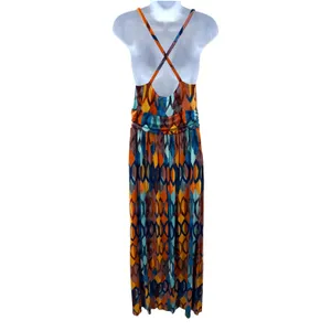 Anthropologie Maeve‎ Noetzie Multicolor Geometric Crisscross Back Maxi Dress Med thumbnail 5