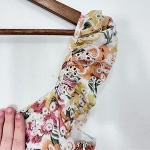 En Saison Pastel Eyelet Midi Dress Ruffle Sleeve Light‎ Pastel Yellow NWT thumbnail 15
