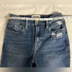 Frame Le High Skinny Distressed Blue Jeans 25 thumbnail 9