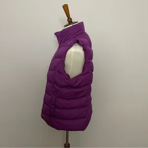 Lands End Vest Puffer Down Feathers Quilted Lightweight Pockets Full Zip Purple thumbnail 2