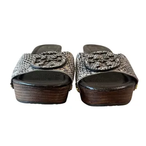 Tory Burch Robinson Snake Embossed Wedge Slides Sandals Sz‎ 7.5 Dust Bag thumbnail 3