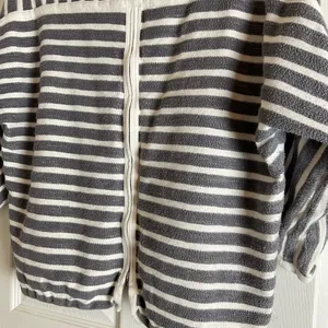 Madewell Gray White Striped Textured Cotton Top Back Zip Medium thumbnail 10