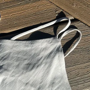 NWT ZARA Grey Linen Tie Up‎ Top thumbnail 2