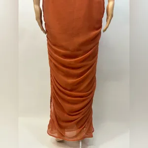 ASOS Orange Maxi Dress with Ruched Skirt Size 6 thumbnail 9
