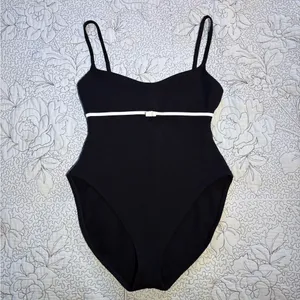 Vintage Oscar de la Renta Black White Bow One Piece Swimsuit Sz 14💛 thumbnail 11