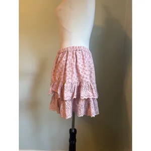 Lucky Brand Pink Floral Eyelet Tiered Mini Skirt Cotton Ruffle Boho Small Y2K co thumbnail 2