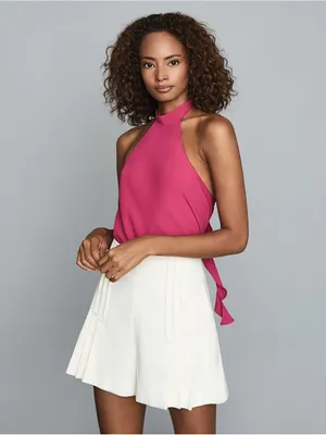 NWT Reiss Rose Ruffle Halter Top Size 12 thumbnail 4