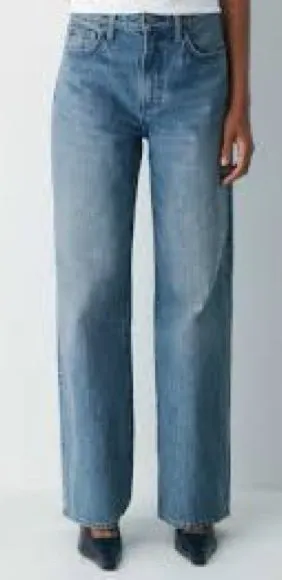 Denim Forum Wide-Leg Jeans in Medium Blue Wash 841 thumbnail 1