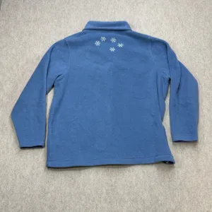 Snowman Winter Christmas Fleece Jacket Womens 1X Blue Grandmacore Holiday Lodge thumbnail 2