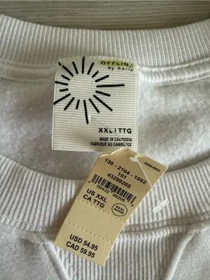 Offline by Aerie Cloud Fleece Sweatshirt White XXL NWT thumbnail 5