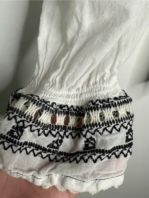 Free People On Holiday Embroidered Sash Waist Blouse White Size Small thumbnail 7