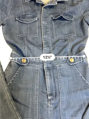 Blashe Denim Skinny Jumpsuit Medium Wash S Coastal Cowgirl Western Chic 70’s thumbnail 4