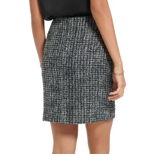 Calvin Klein Women's Tweed Miniskirt Skirt M2JNR343 Black / White 2 thumbnail 2