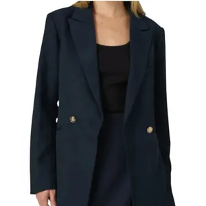 NWT French Connection Oversized Navy Blue Blazer Gold Buttons Size XS thumbnail 2