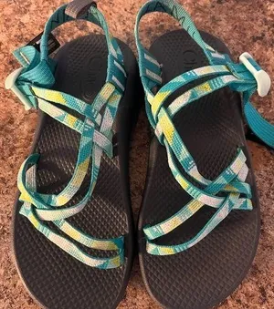 Chacos EcoTread Teal‎ white green Strappy Adjustable Sandals Size 5 thumbnail 1