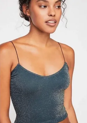 Free People Blue Sparkly Top thumbnail 1