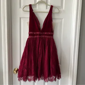 Coya Collection Burgundy Fairy Grunge Mini Dress Womens Size Small NEW‎ *FLAW thumbnail 10