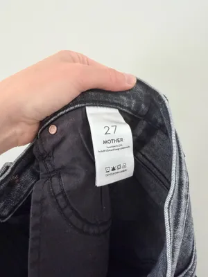 Mother High Waisted Rascal Snippet Ankle Jeans Washed Black thumbnail 7