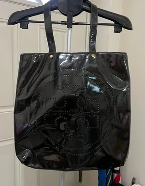 TORY BURCH Style No. 11075807 Patent Leather Tote Black/Navy Lining thumbnail 1