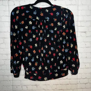Madewell Womens Floral Wrap Side Tie Top Black‎ Multi Color Viscose Size M thumbnail 5
