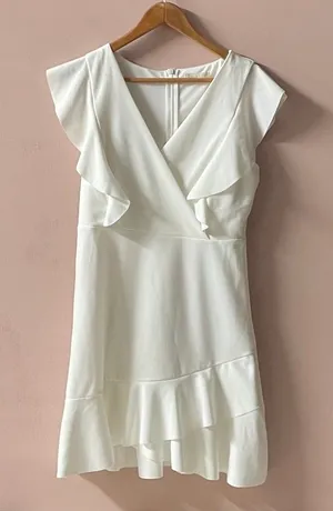Altar’d State White/Cream Ruffled Mini Dress Size L thumbnail 1