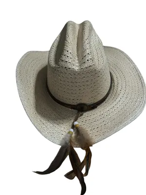 Cute natural straw cowgirl hat thumbnail 8