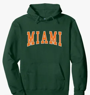 University Of Miami Hoodie Size Medium Vintage Green thumbnail 1