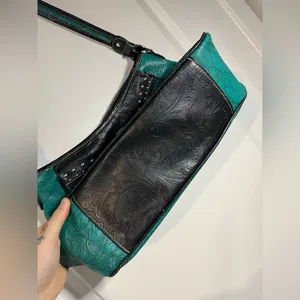 Tooled Leather Laser Cut Purse Feather Country Western Handbag Shoulder Bag thumbnail 11