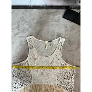 Ginnicks by BKE Women's Ivory Tunic Tank Top M Lace Rhinestone Trim thumbnail 11