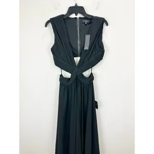 Lulus Vivid Imagination Black Cutout Maxi Dress Long Formal Chiffon Large NWT thumbnail 7